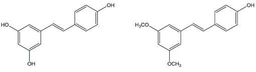 Resveratrol and Pterostilbene Chemical Structure